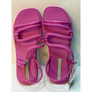 Ipanema Solar Curvy Rope Strap Flat Lilac Pink Sandal Size 8 NWT